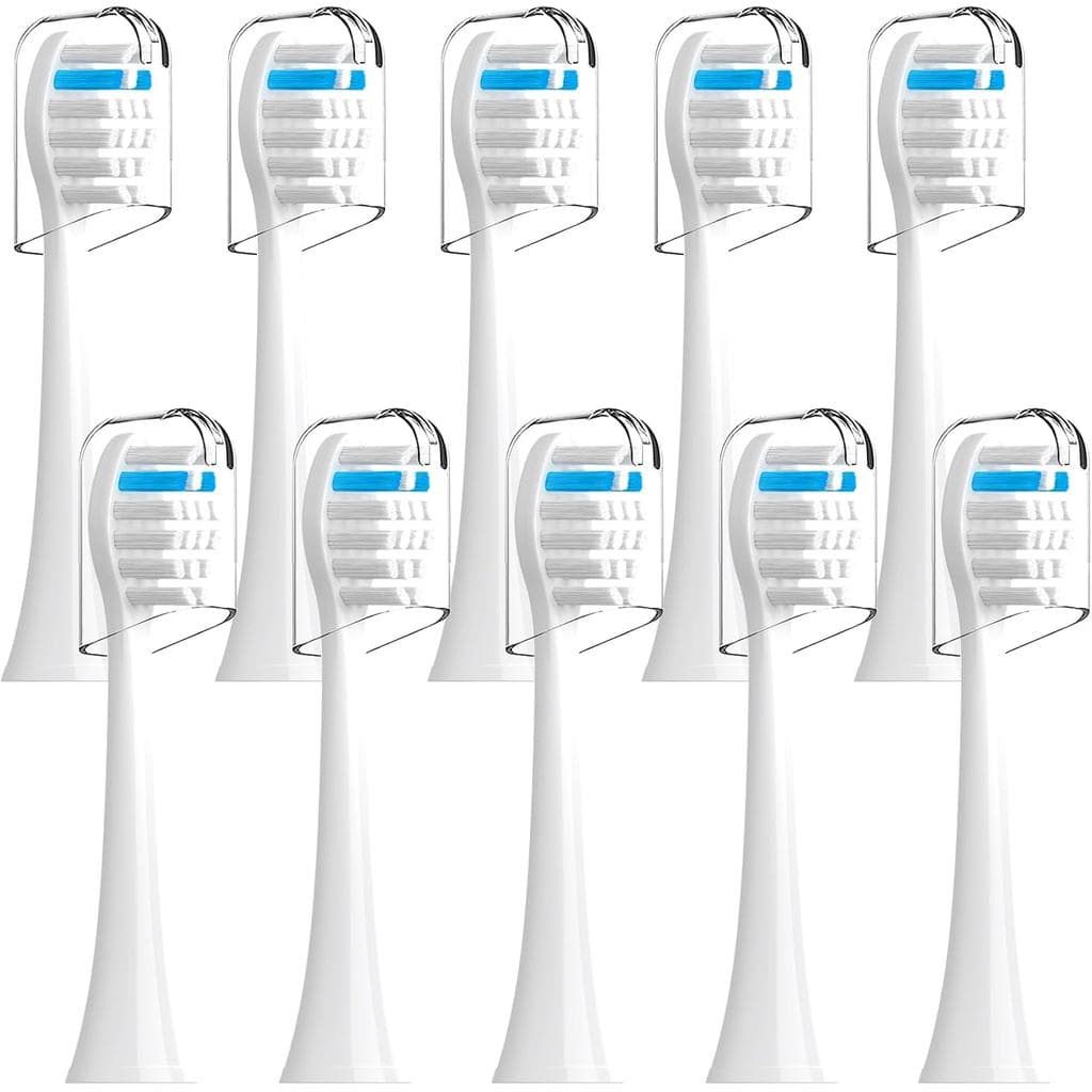 Cabeças de Escova de Dentes de Substituição Compatíveis com Escova de Dentes Elétrica TAO Clean, Brancas, Pacote com 10