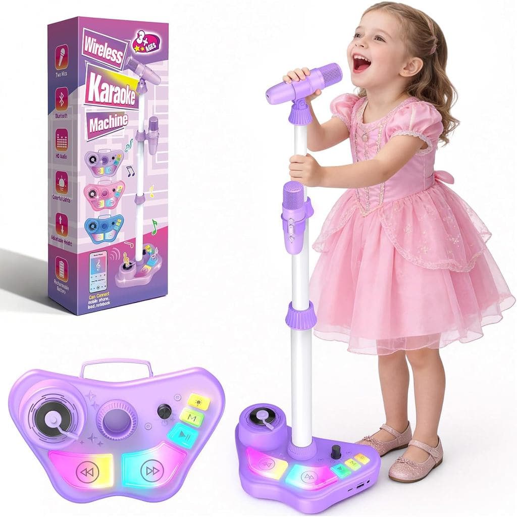 Máquina de Karaokê para Crianças, Brinquedos de Canto para Meninas e Meninos de 3 a 8 Anos, Microfone Infantil Recarregá