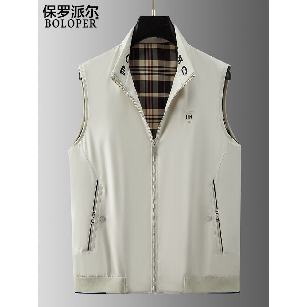 Paul masculino Premium fino colete de negócios Casual cor sólida colete jaqueta fina gola colete masculino primavera out
