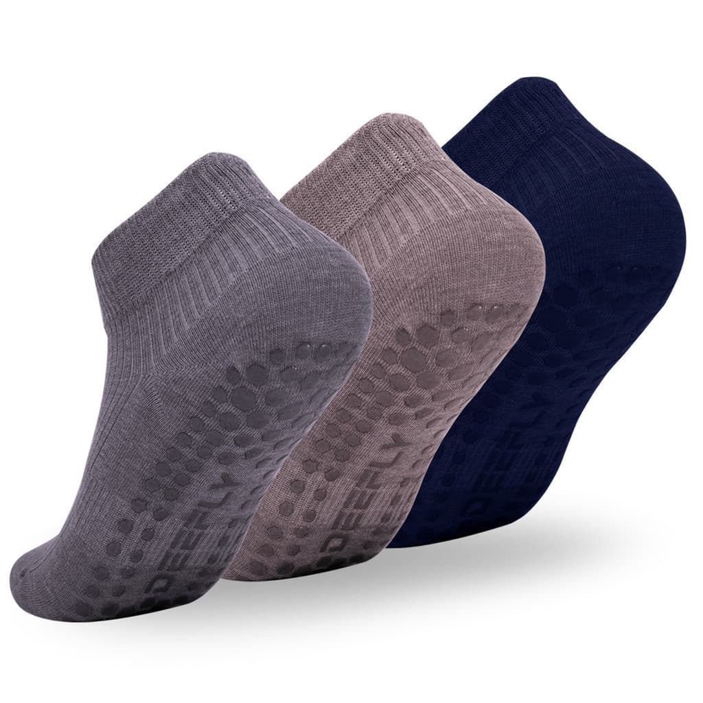 Pacote com 3 Pares de Meias de Yoga Antiderrapantes para Mulheres – Design Respirável, Adequadas para Pilates, Corrida e