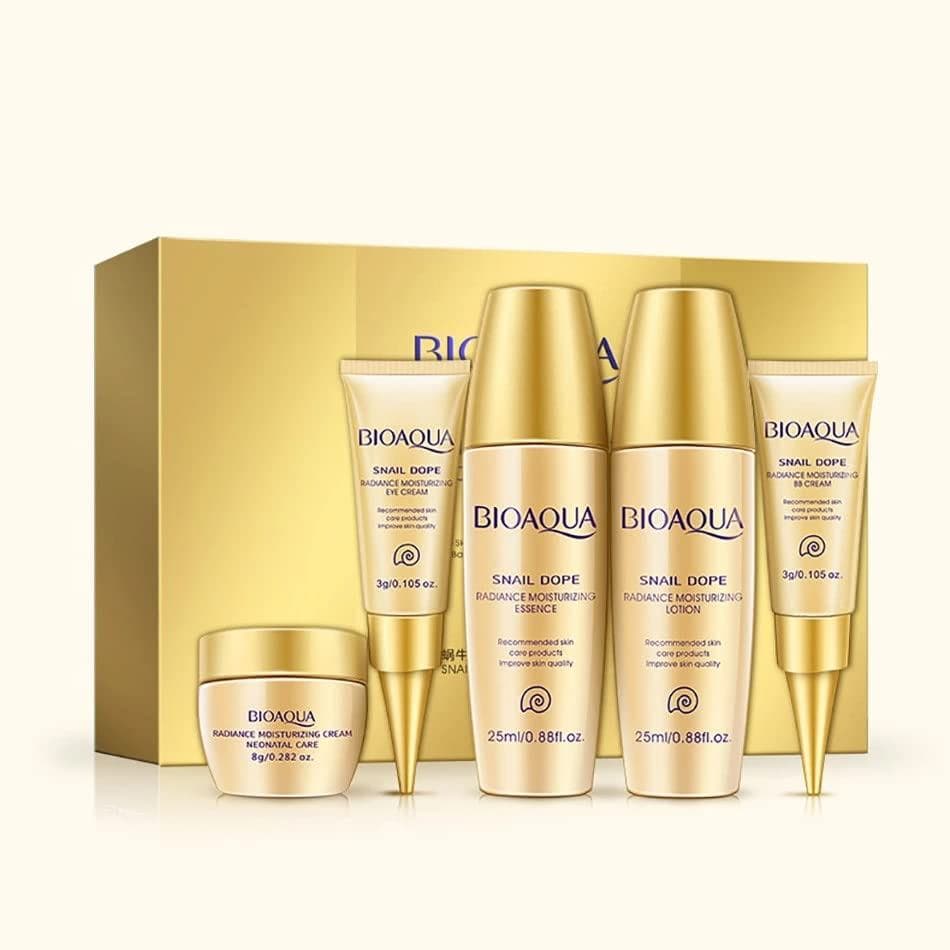 BIOAQUA Essência Hidratante para Olhos com Muco de Caracol, Creme BB, Conjunto de 5 Peças