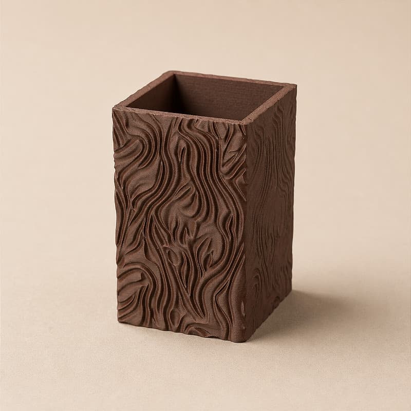 Porta-Canetas Quadrado Efeito Madeira Criandê Wood