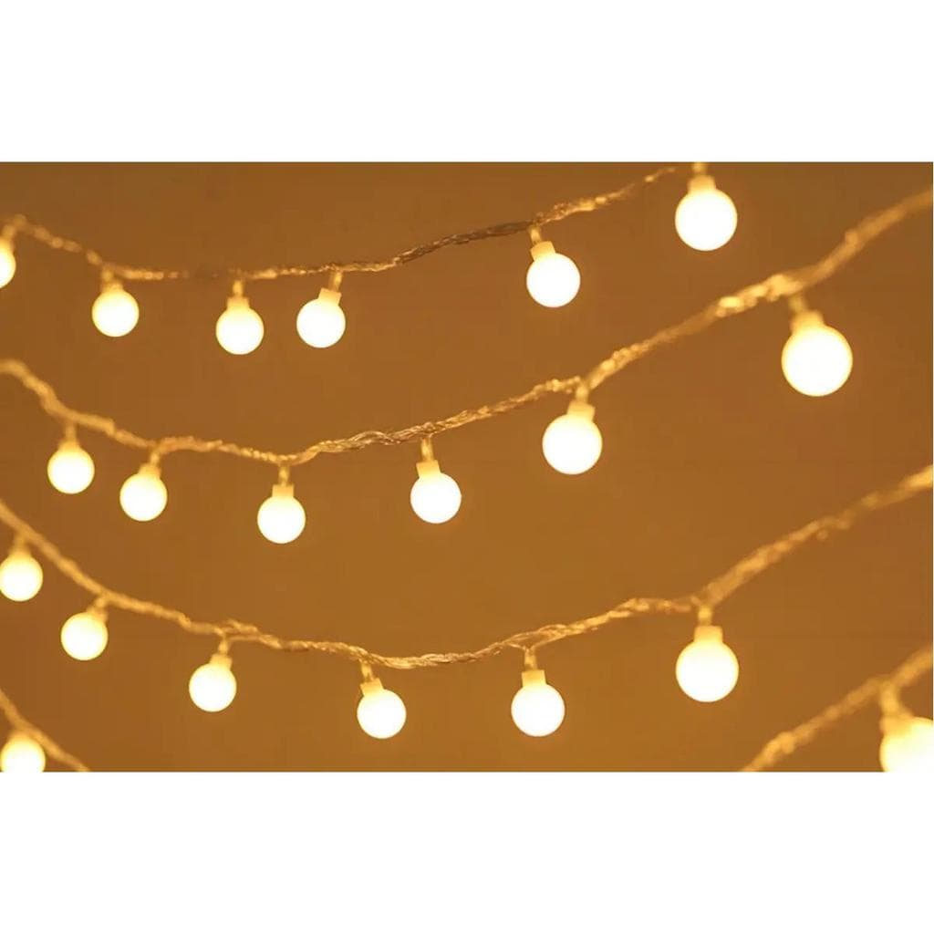 Cordão Led Fio Luz Varal 8f 80 Bolinhas Fio Transparente 8m
