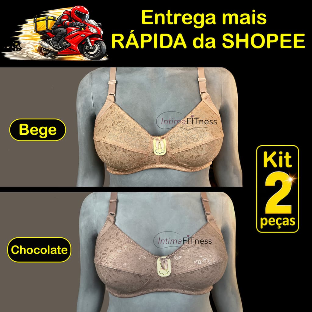 KIT 02 SUTIÃS SUTIA SUSTENTAÇÃO REFORÇADO (PRINCESA CATARINA) Mod:07