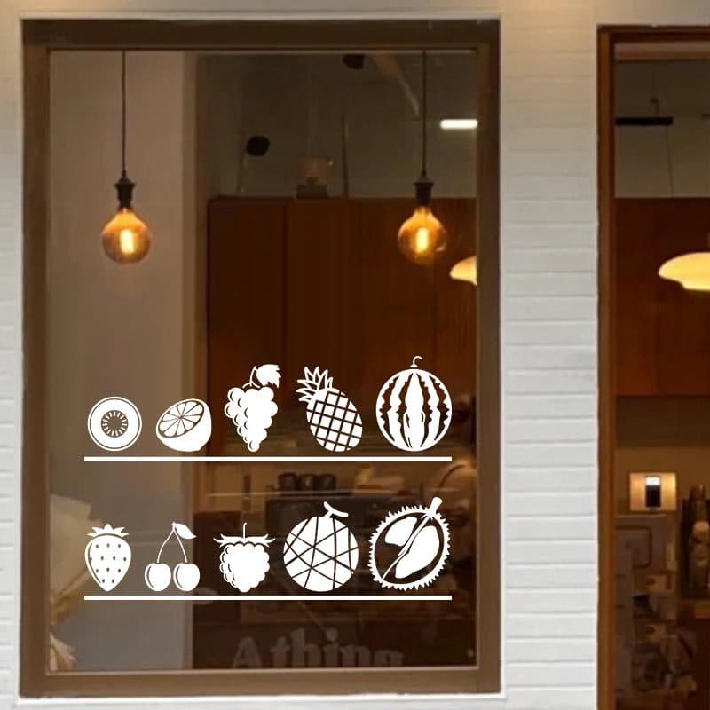 Loja de frutas vidro decoração da parede padrão adesivo janela de vidro porta da cozinha criativo Anti-colisão auto-ades