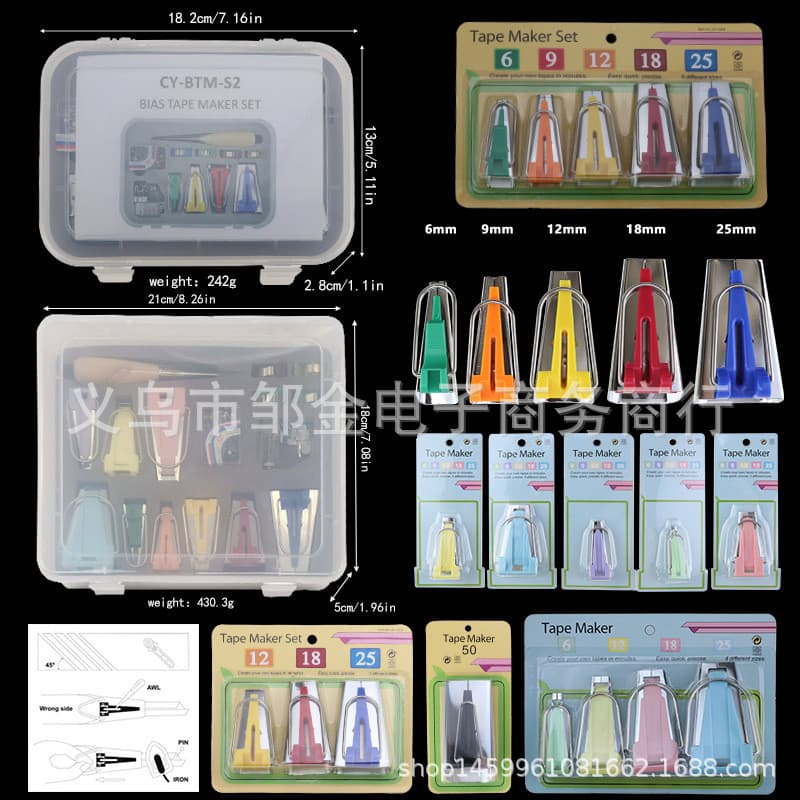 Ferramentas Especiais para Patchwork DIY: Modelador de Borda de Fita, Rolo para Bainha, Tubo de Puxar 6/9/12/18/25MM/50M