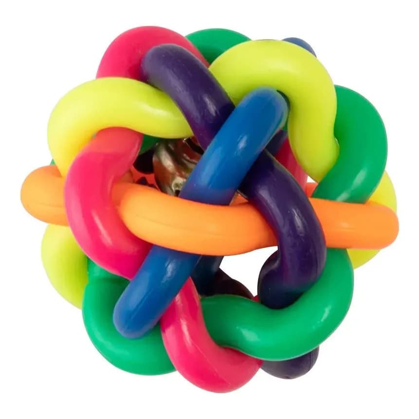 Brinquedo Bola Maluca para Cães e Gatos Colorida com Guizo Acessório Pet para Diversão e Entretenimento