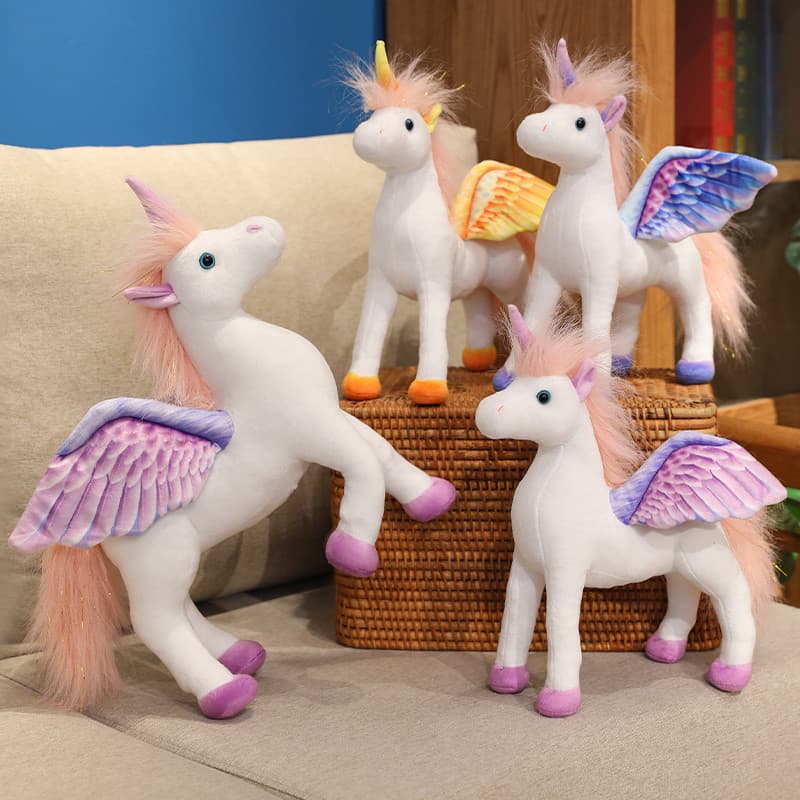 Novo Sonhador Mítico Anjo Cavalo Brinquedos De Pelúcia Premium Artesanal Realista Em Pé Voador Bonitos Para Crianças Pre