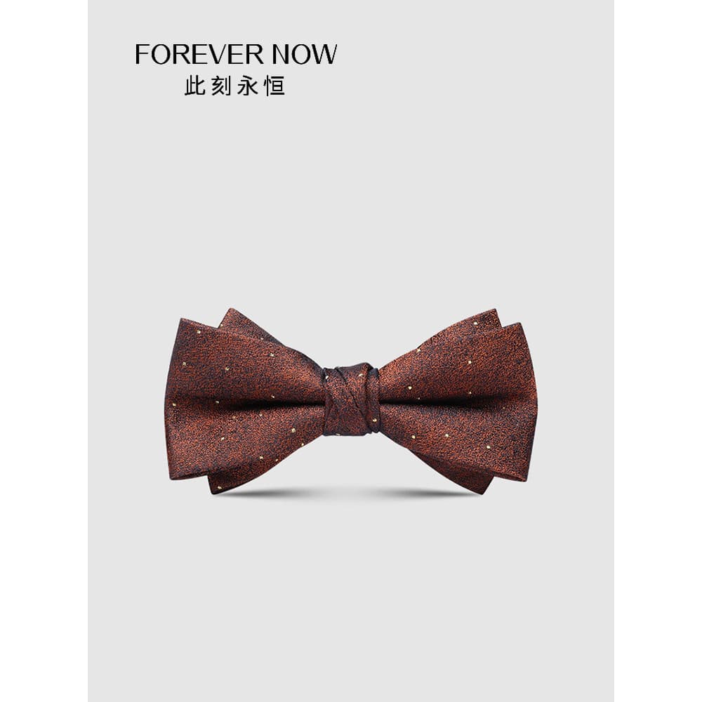 Elegante Retro marrom bolinhas Jacquard terno Formal acessórios flor Bud plana reta gravata borboleta casamento masculin
