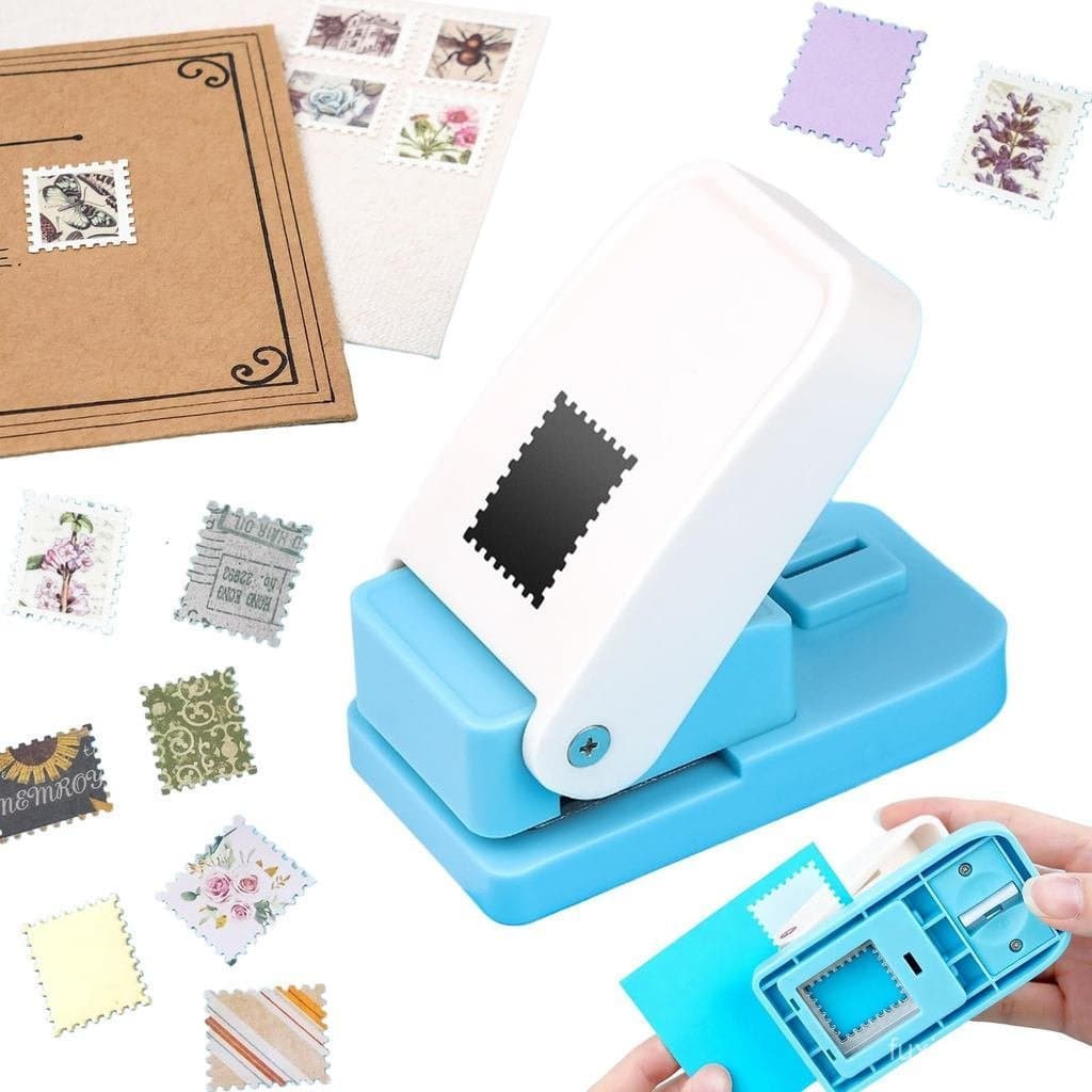 Excelente Retângulo Postal Selo Perfurador Alavanca Ação Artesanato Para Papel Scrapbooking Vários Materiais Ferramenta