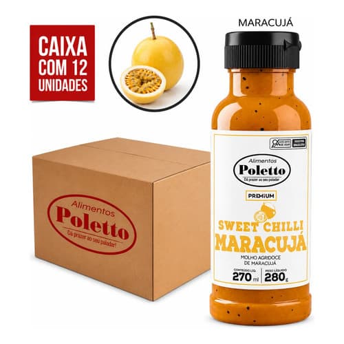 Caixa Kit 12 Molhos Maracuja Sweet Chilli Poletto - 280g