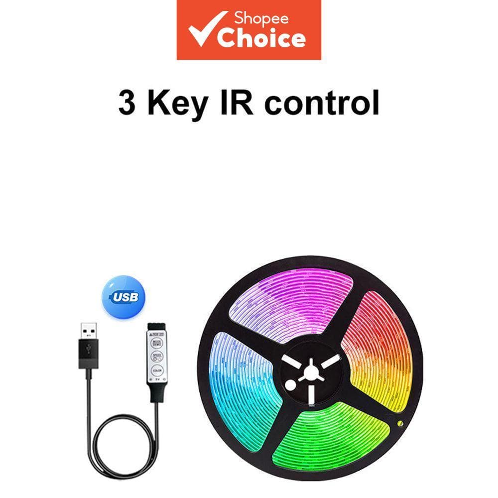 Fita de LED 5050 1M/2M/3M/4M/5M/10M/15M RGB 16 cores, mudança de cor, USB com controle remoto e Bluetooth, ideal para