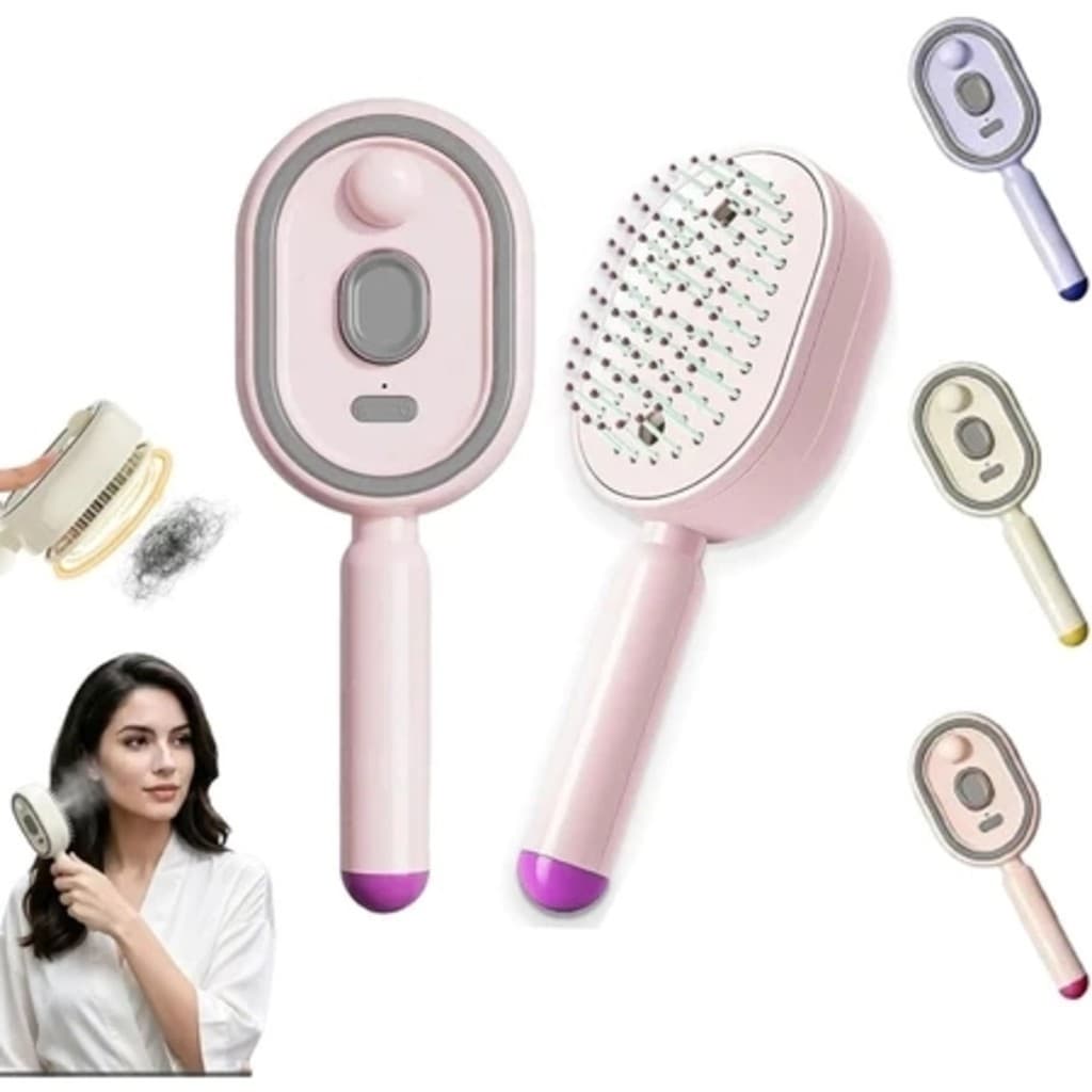 Escova De Cabelo A Vapor Elétrica Spray Massagem Pente Anti-Estático Auto-Limpeza Aplicador De Óleo Meninas Cuidados Com