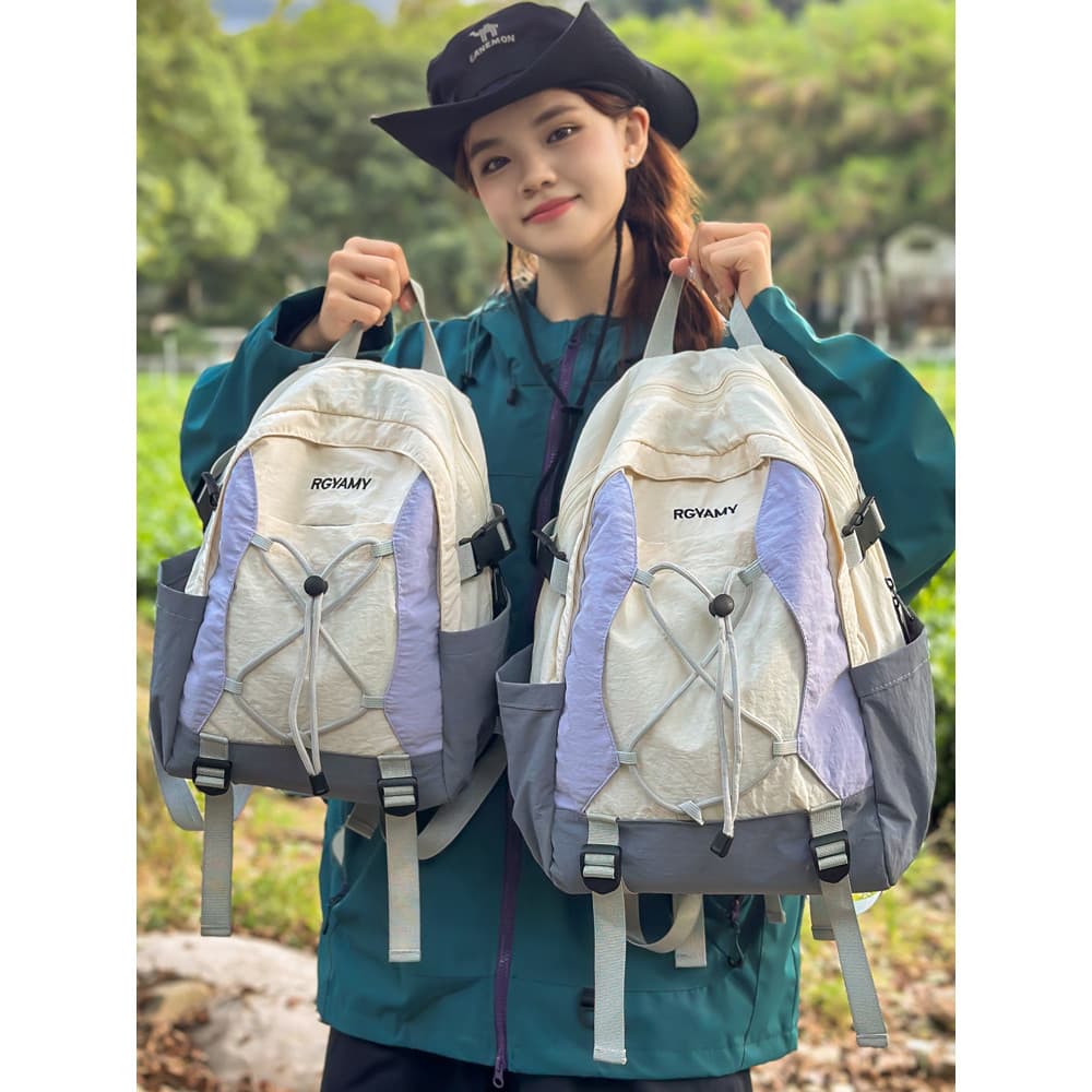 Ao ar livre contraste cor leve caminhadas saco de caminhada leve repelente de água pequena mochila escolar masculina sac