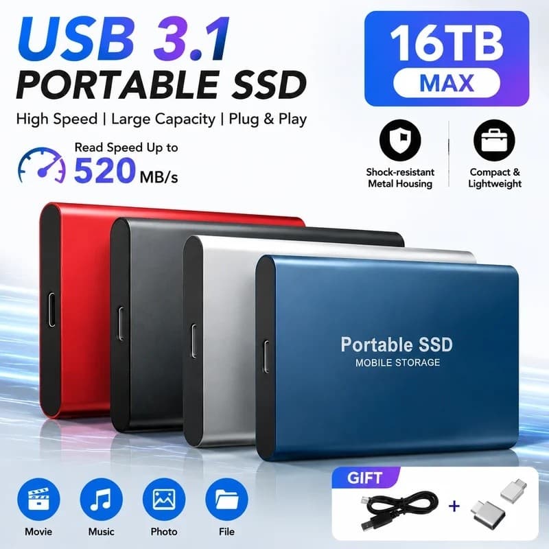 2.5 " HDD Disco Rígido Externo Genérico Unidade De Estado Sólido De Alta Velocidade USB3.2 Armazenamento De Dados Para P