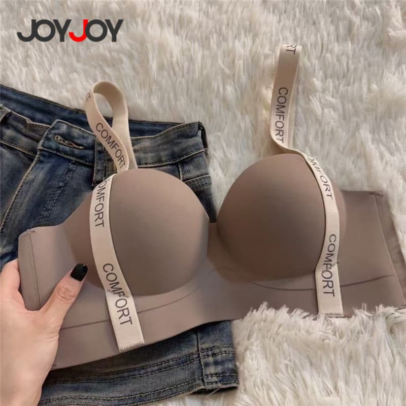 Sutiã Push Up Sem Costura para Mulheres, 3/4 Copas, Espuma Macia e Espessa, Confortável com Alças de Suporte Ajustáveis,
