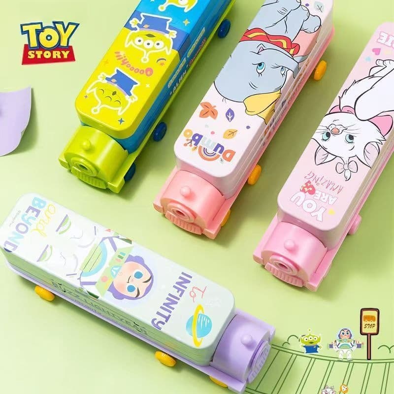 Buzz Lightyear Multi-Fun莽茫o Cartoon Train Pencil Case Grande Capacidade Dupla Camada Crian莽as Caixa De Papelaria Port谩ti