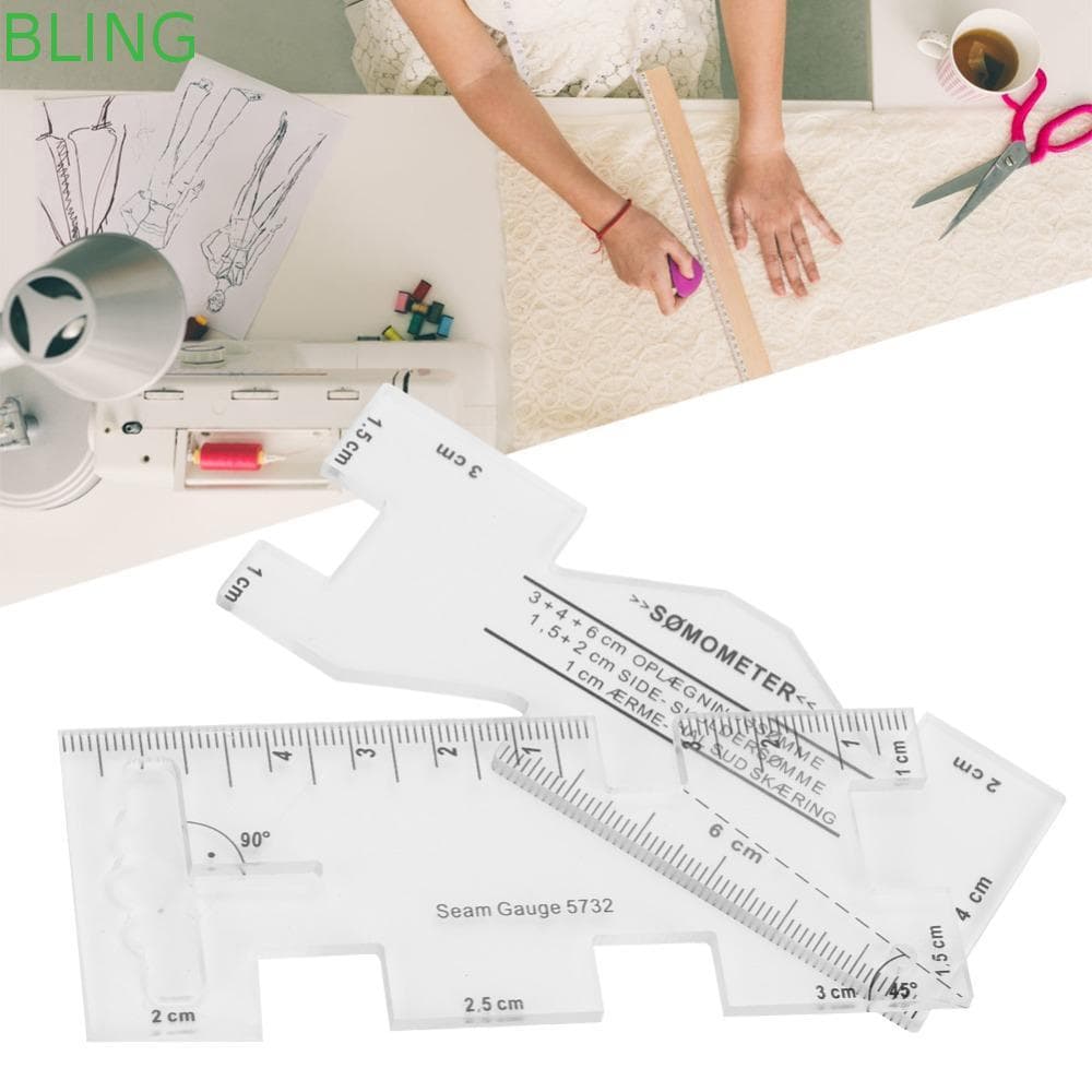 BLING 2 Peças Mini Régua De Costura , Marcas De Desenho , Escalas Claramente Visíveis , Retalhos , Plástico
