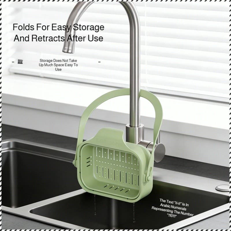 Cesto de escorredor dobrável para cozinha, lavador multifuncional de arroz, frutas e vegetais, utensílio doméstico, verd