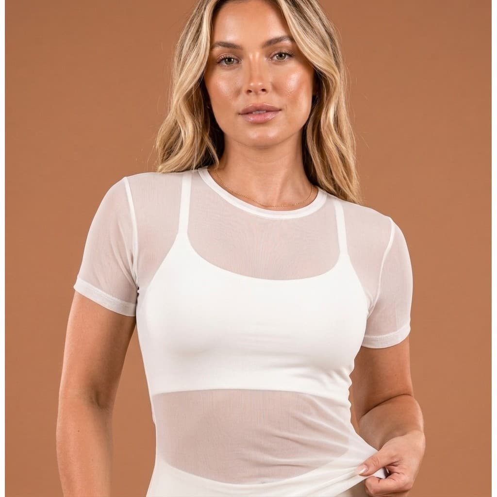 blusa feminina de tule manga curta com elastano perfeito no corpo lançamento
