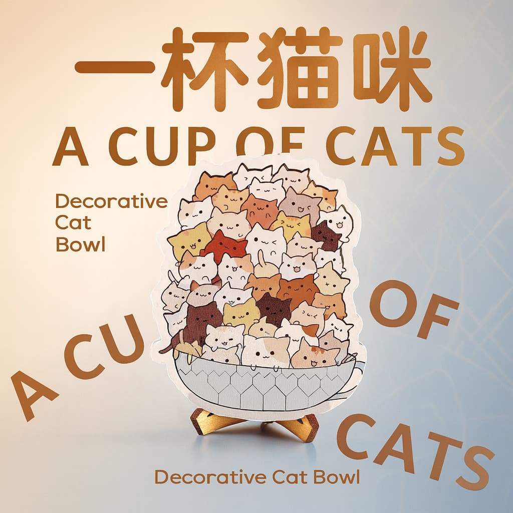 Cérebro queima descompressão um copo de gatos bonito diversão de madeira plana quebra-cabeça brinquedos decoração orname
