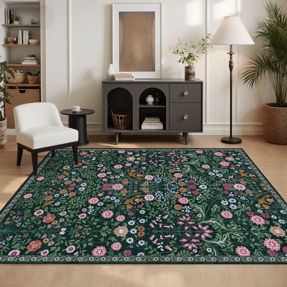 Tapete Sala 1,00x1,40 Quarto Antiderrapante Macio Floral Abelle Casa
