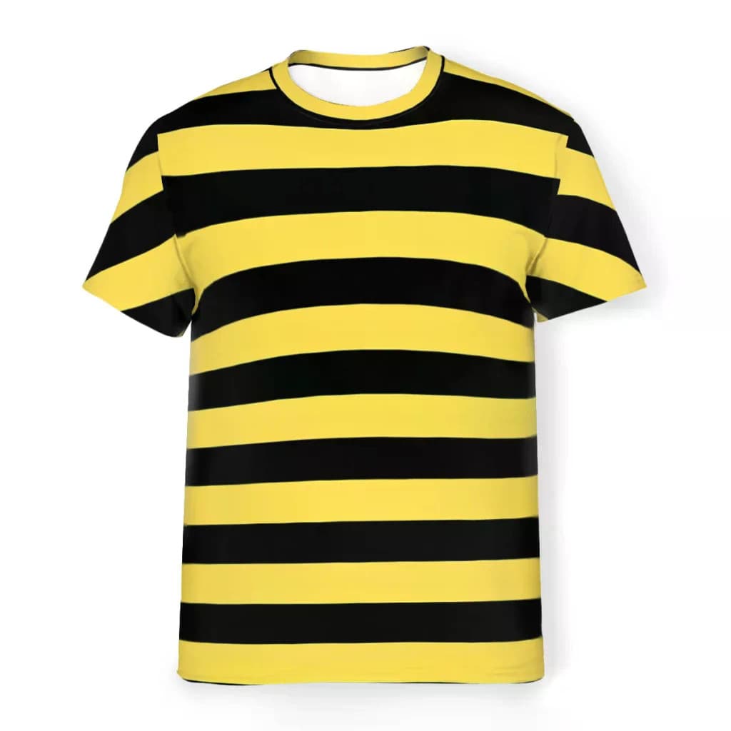 Moda Cor Camiseta Masculina Listras De Abelha Pretas E Amarelas Personalizar Fina Hipster Topos Feminino