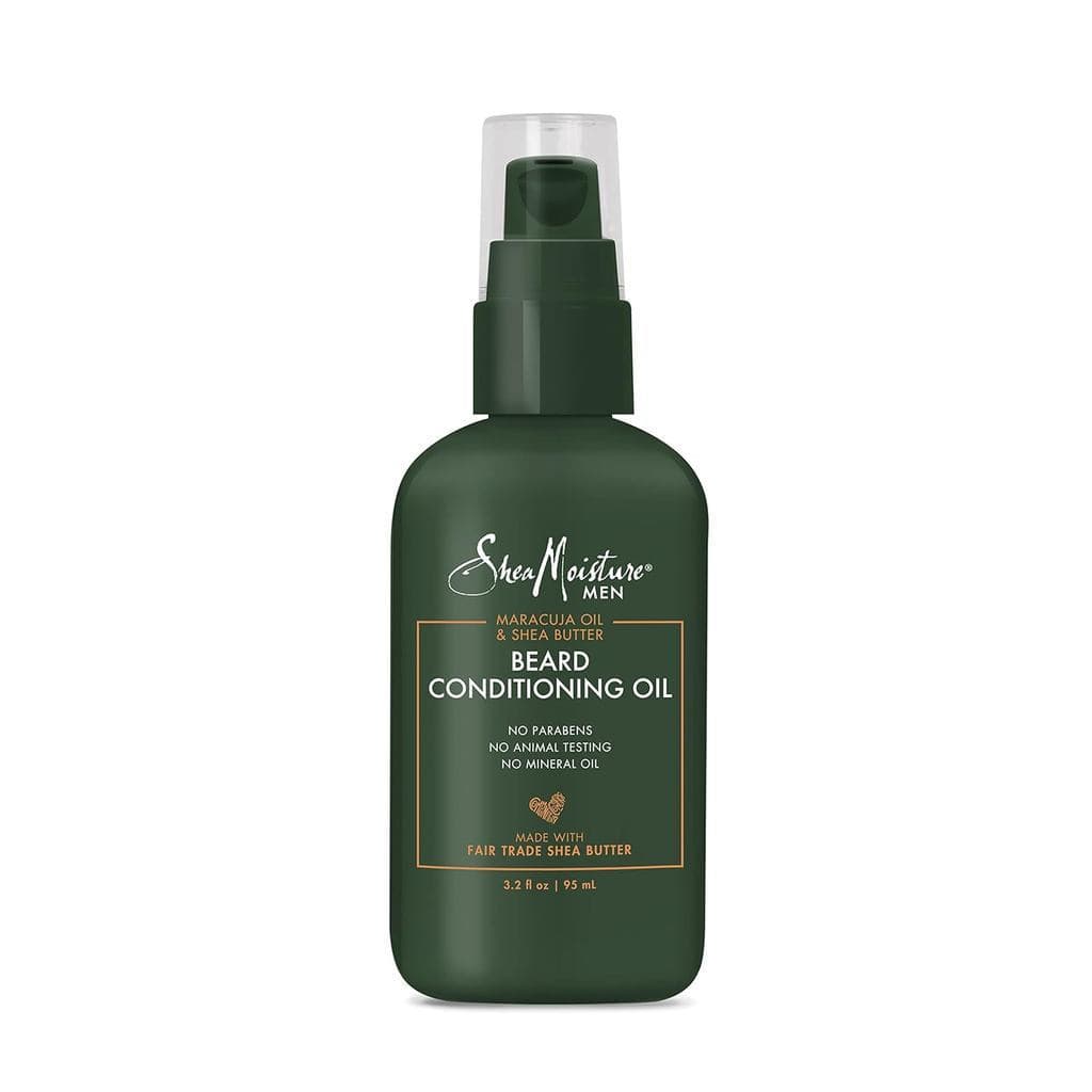 Óleo para tratamento da barba da SheaMoisture, utilizado para aumentar o volume da barba, contém óleo de açaí e manteiga