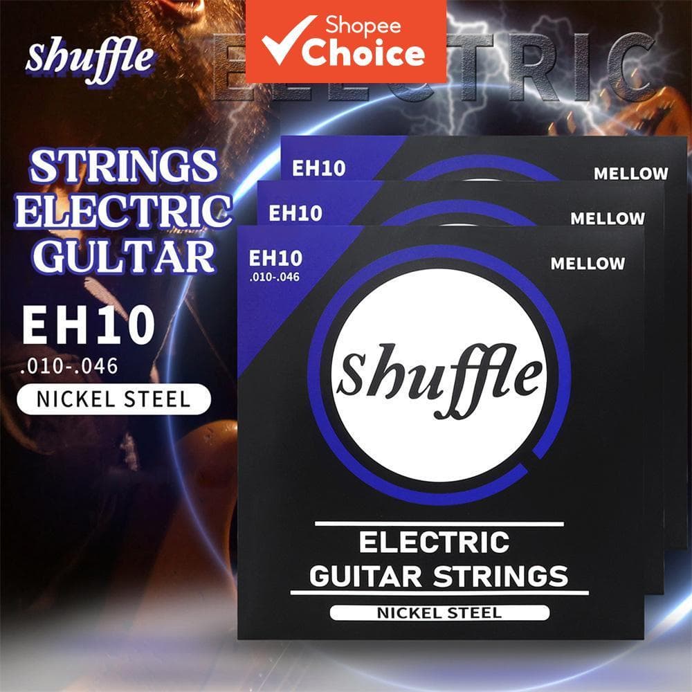 Encordoamento para guitarra elétrica Shuffle EH10 conjunto de 6 cordas, núcleo de aço hexagonal de alto carbono