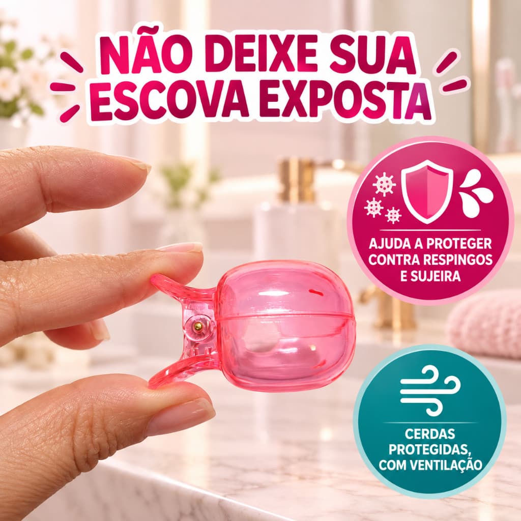 kit Com 5  Capa Protetora para Escova de Dentes Portátil Ventilada – Protetor de Cerdas Higiênico para Banheiro, Viagem