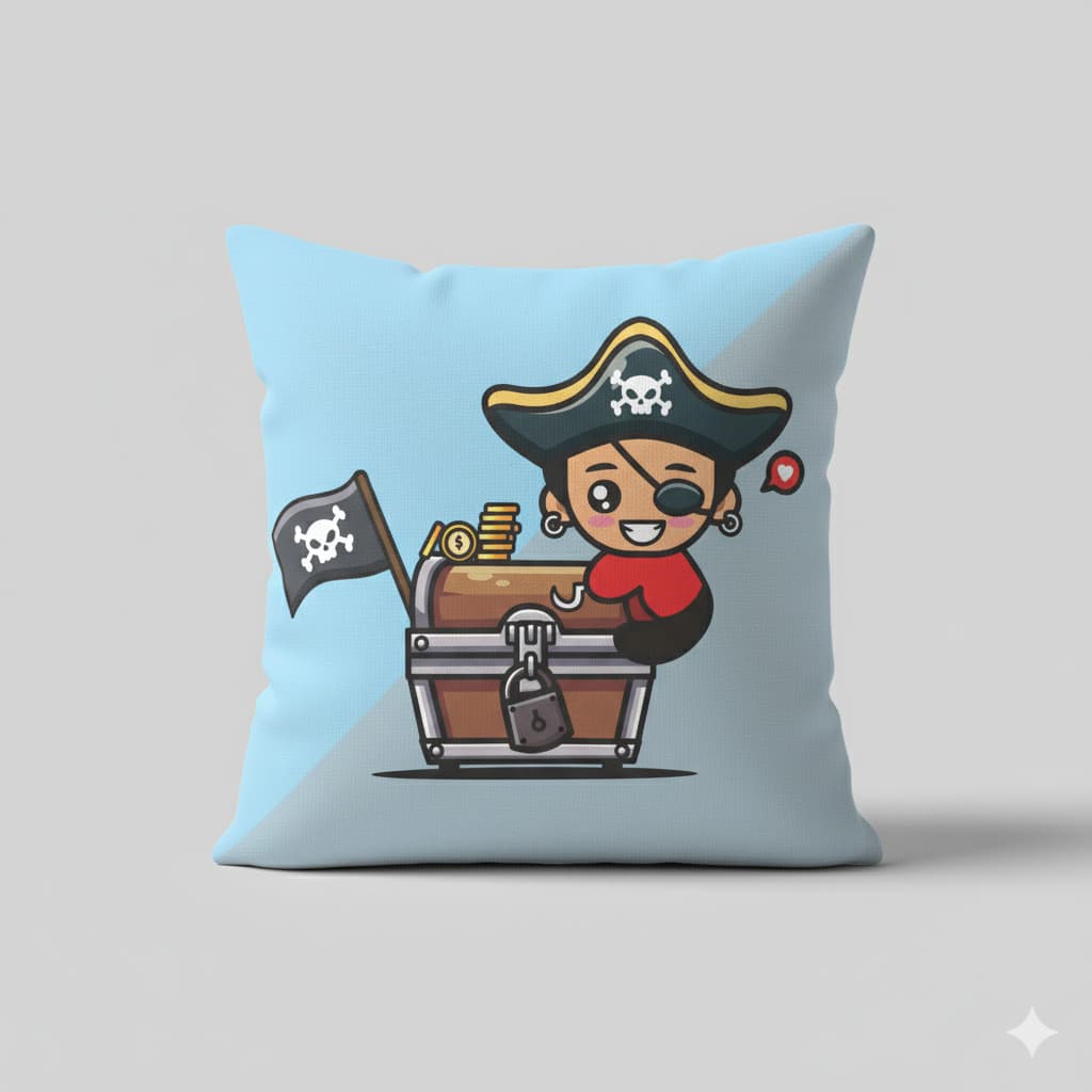 Almofada Pirata 45x45cm Cheia Micropercal - Coleção Pirata