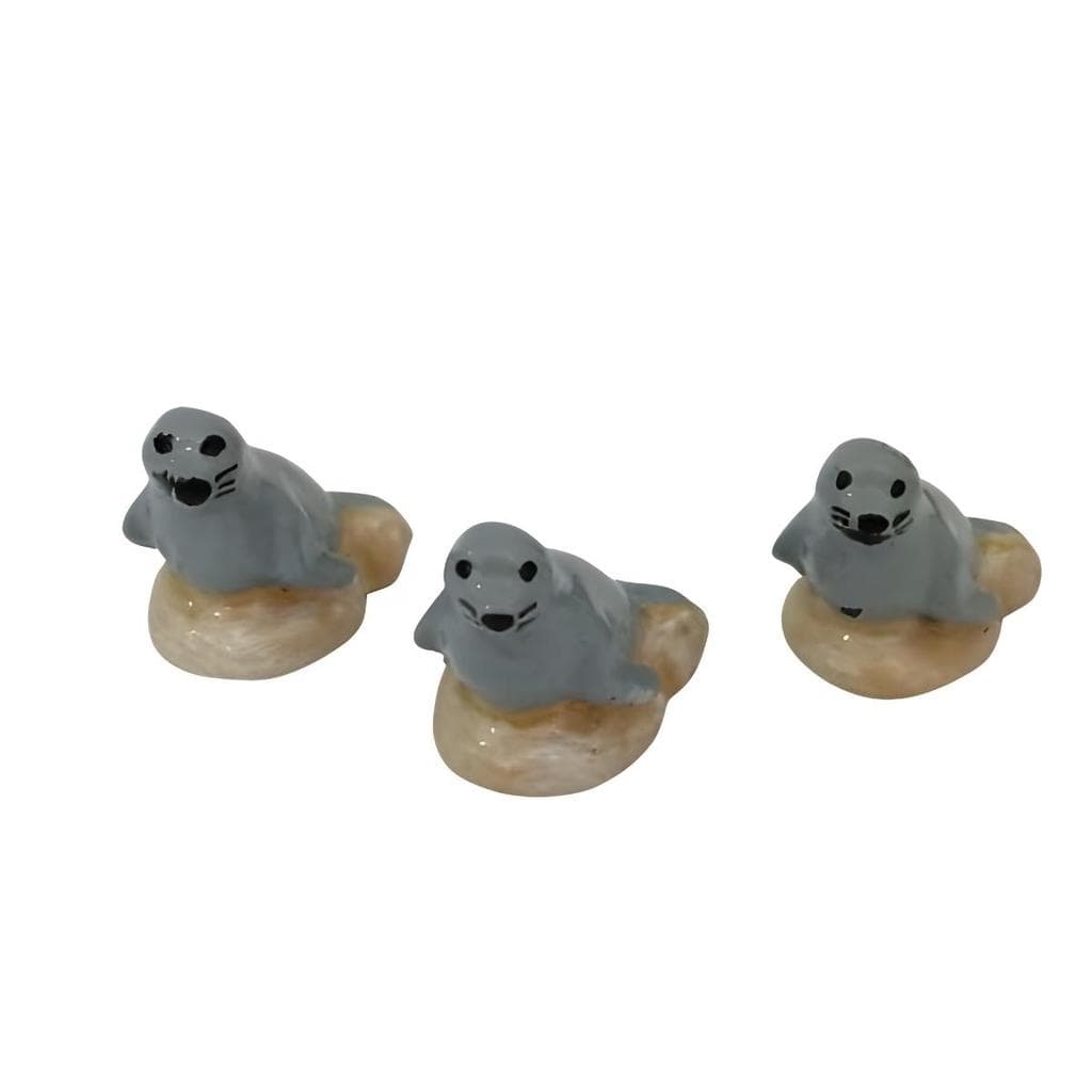 Enfeite Mini Foca C/3 Un Decoração Aquários Fontes Jardins Tanques Fragata