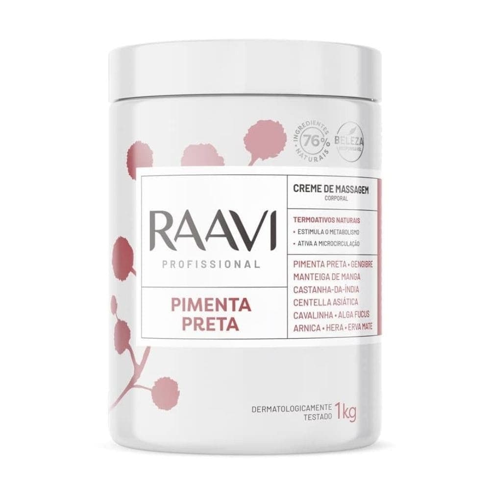 Creme de Massagem Corporal Raavi Pimenta Preta 1kg