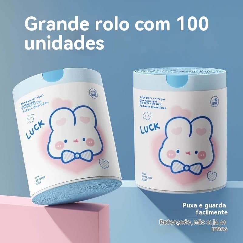 Sacos de Lixo Grossos de Alta Qualidade com Cordão, Desenho Animado Fofo, 100 Peças