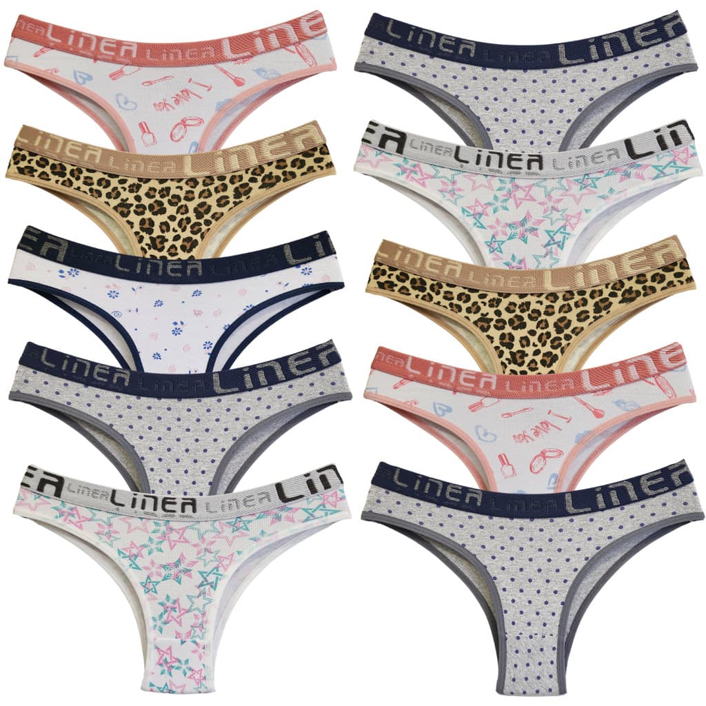 Kit Calcinha Cós Refoçado Línea +Algodão Cotton Estampada 005E