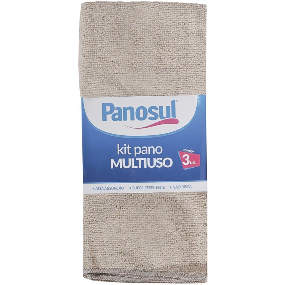 Kit 3 Panos 28x28cm Microfibra Multiuso Panosul