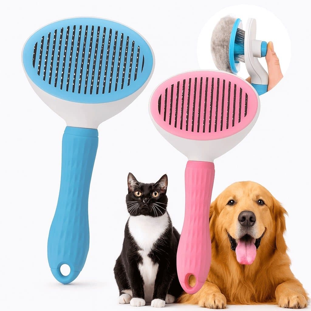 Escova Tira Pelos Rasqueadeira Autolimpante Cães Gatos
