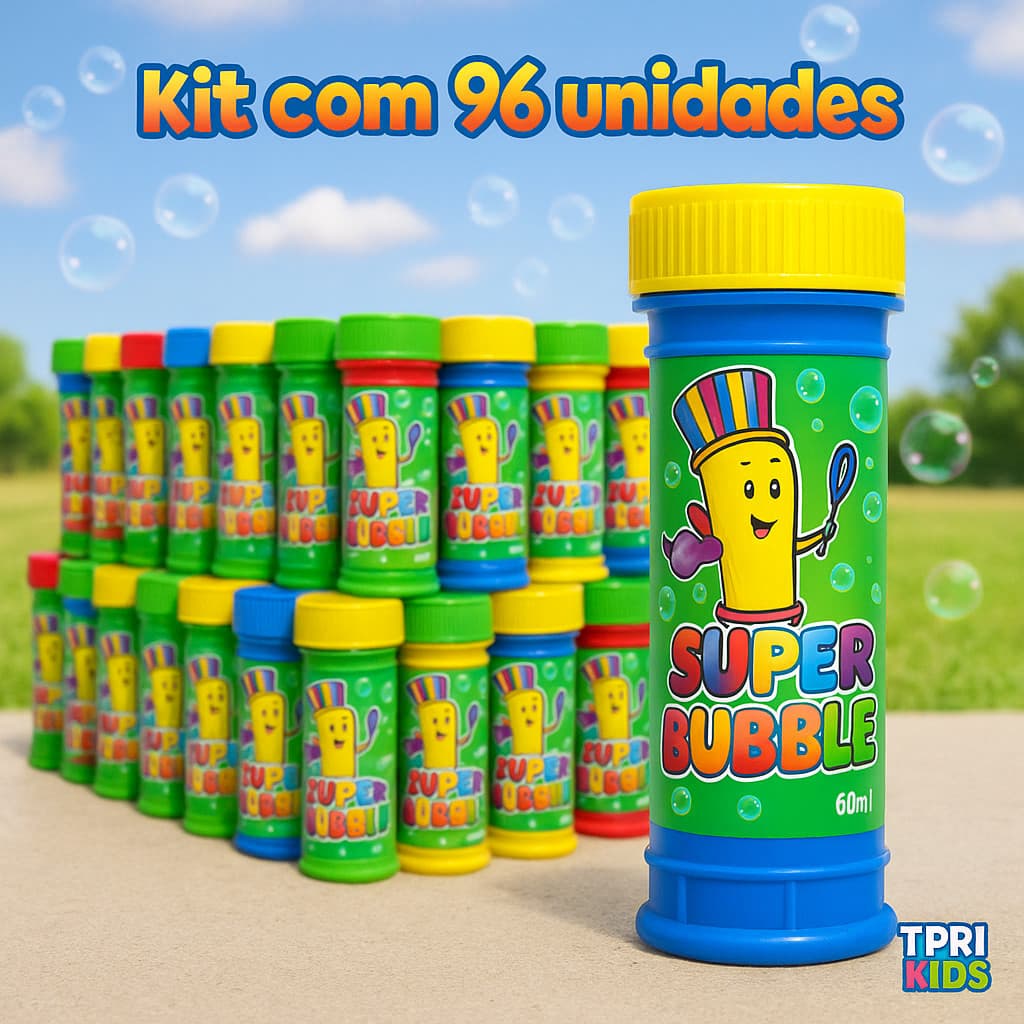 Kit 96 Bolha de Sabão Brinquedo Infantil Lembrancinha Festa Aniversário Brinde Escolar Junina Top