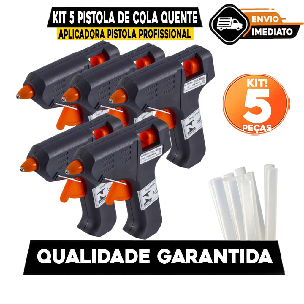 Kit 5 Pistola De Cola Quente Aplicadora Pistola Profissional 20w Bivolt 127v 220v Resistente Para Decoração Manutenção