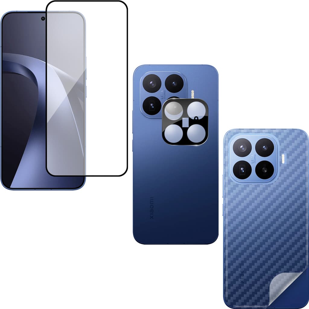 Película Vidro 3D + Película Câmera Vidro + Película Traseira Carbono P/ Xiaomi 17T Pro 5G