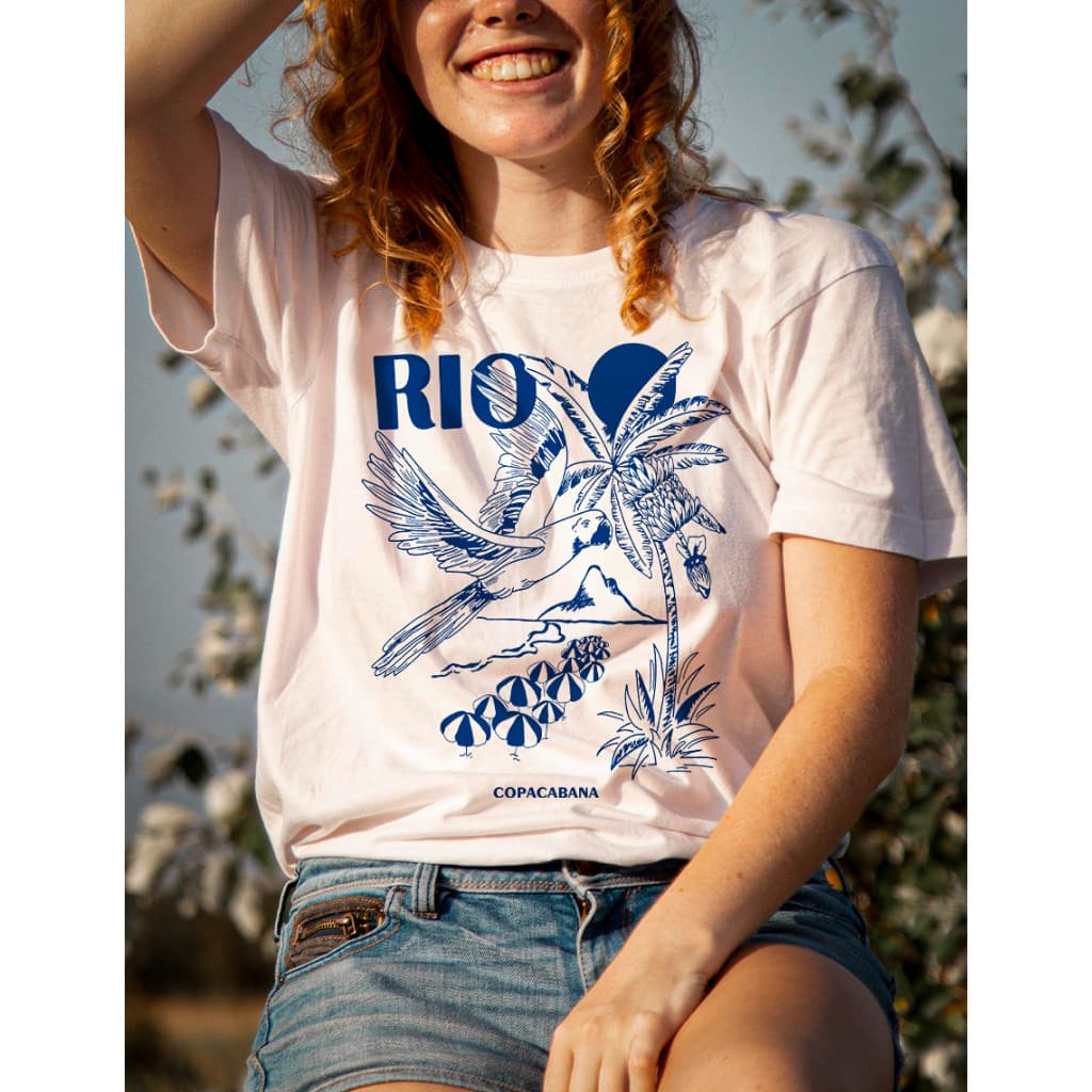 Camiseta RIO COPACABANA BRASIL Streetwear 100% Algodão Masculina e Feminina Unissex Camisa Premium