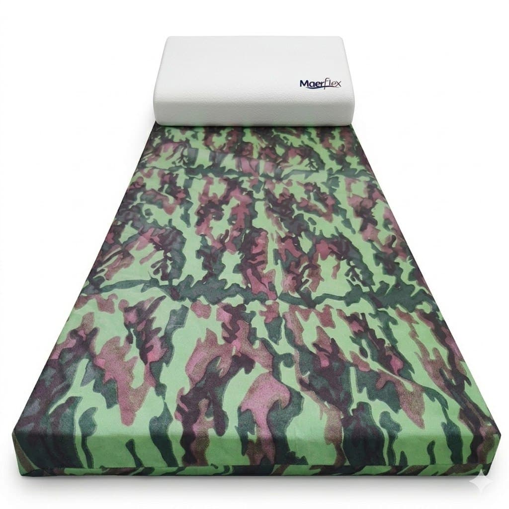 Colchonete de Solteiro Multiuso Camuflado Espuma D26 Com Travesseiro Soft