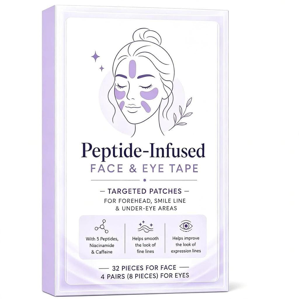 Fita para Rosto e Olhos com Infusão de Peptídeos, Patches para Cuidados com a Pele com Peptídeos, Niacinamida e Cafeína,