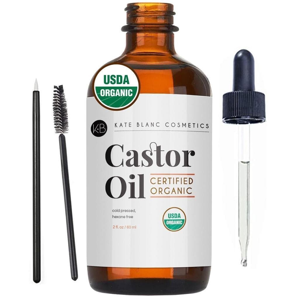 Óleo de Rícino Orgânico Kate Blank para Cabelo, Cílios e Rosto (2 oz), 100% Natural, Prensado a Frio, Livre de Hexahexan