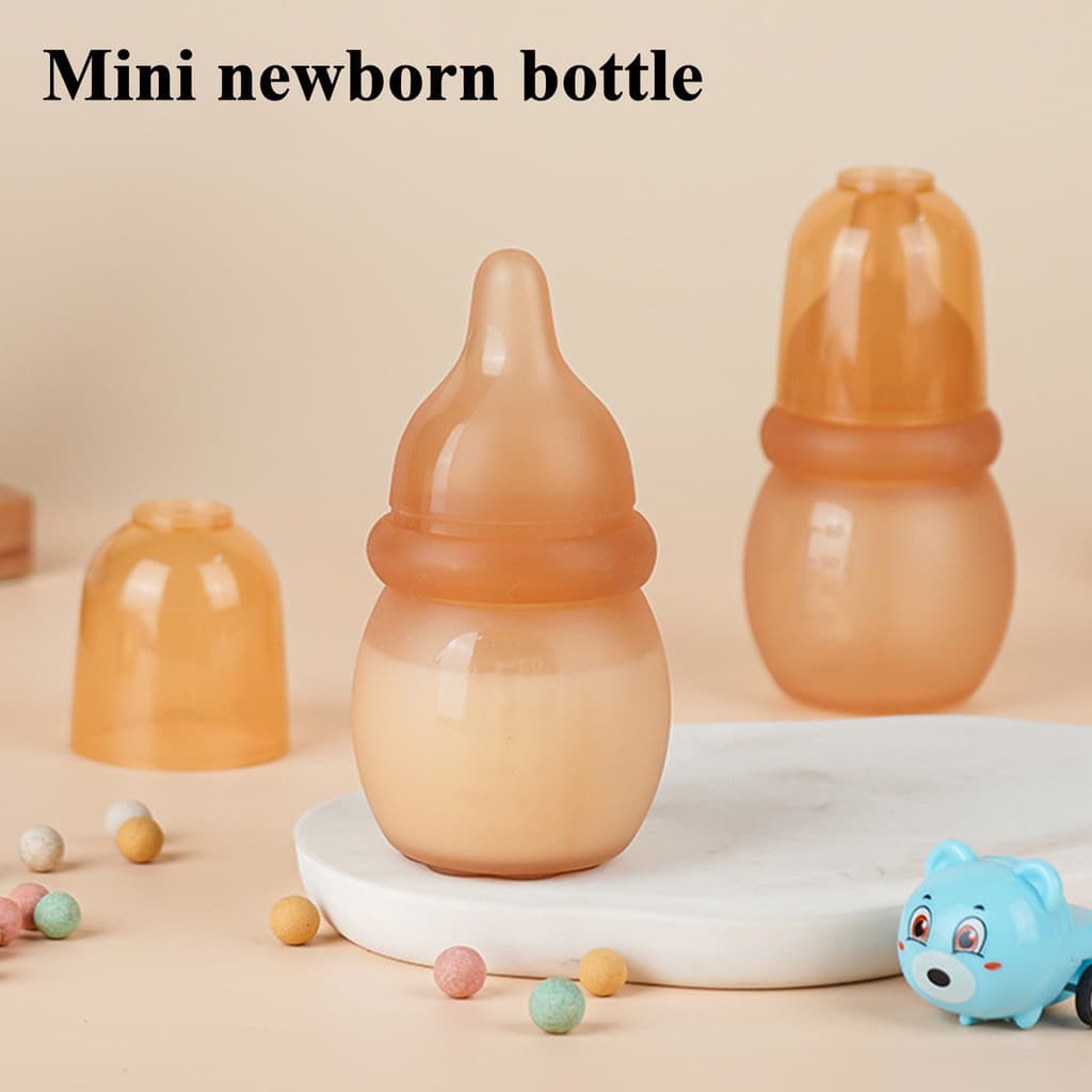 Mini mamadeira de silicone para recém-nascidos de 60ml / 2.03 onças, imitação anticólica para recém-nascidos, Design de