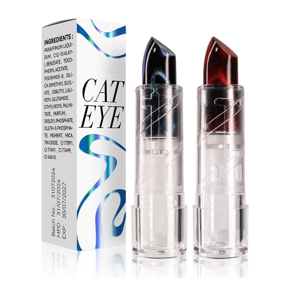 Batom que muda de cor, Batom Cat Eye que muda de cor, Batom Cat Eye, Pacote com 2 Batons Rosa Brilhantes que mudam de co