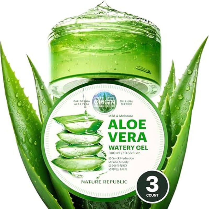 Nature Republic Suave & amp ; Gel Aquoso Umidade Aloe Vera (3 PCS) | Hyding Hidratante , Absorvente Rápido , Não Pegajos