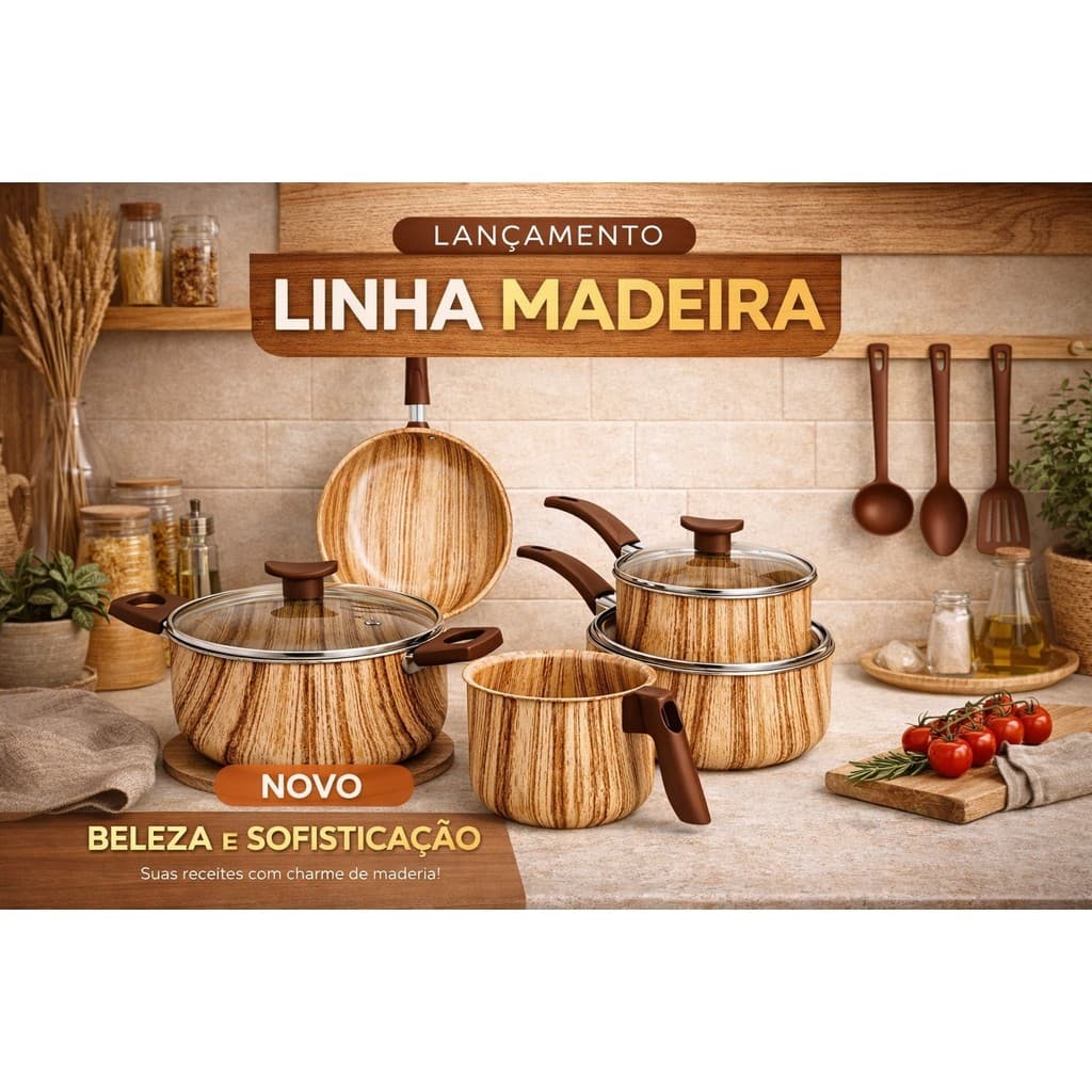 Kit Completo de Panelas MARF 8 Peças com Revestimento Antiaderente, Tampas de Vidro e Utensílios para o Dia a Dia