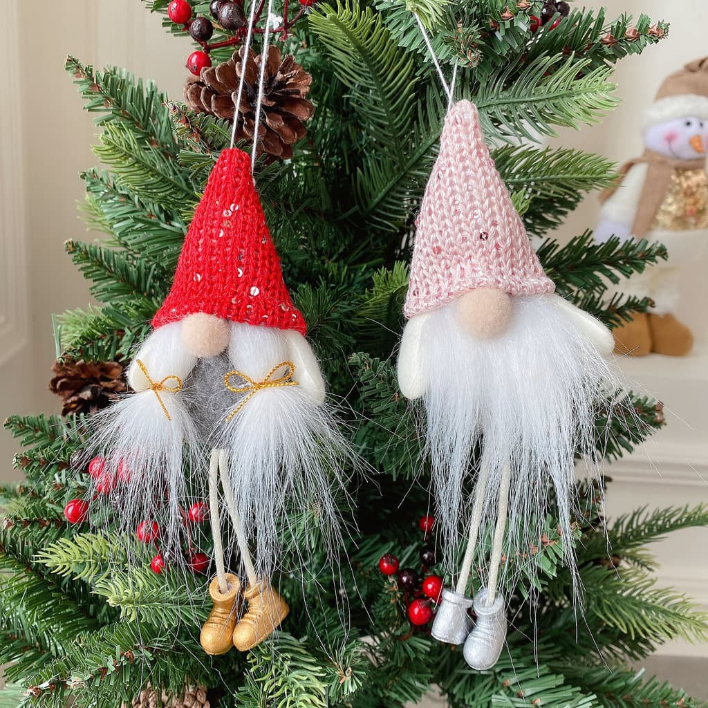 Natal criativo pelúcia malha pendurado pernas santa pingente boneca sem rosto santa boneca