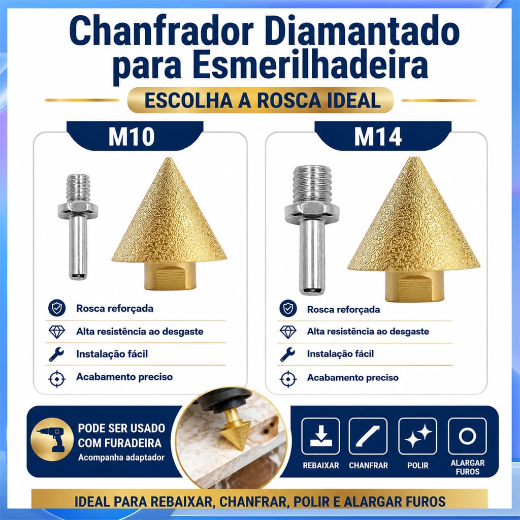 Cabeça de moagem rosqueada reforçada com haste de conversão, abertura de telha, ferramenta de corte de chanfradura trase